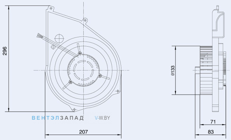 Габаритные размеры Weiguang LXFFG2E133-44-M72-20