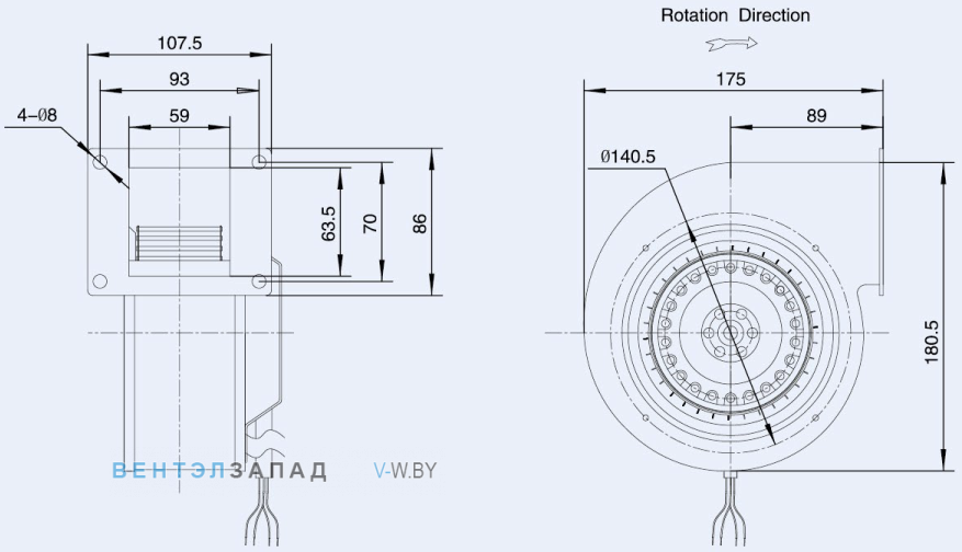 Габаритные размеры Weiguang LXFFG2E133-50-M92-25