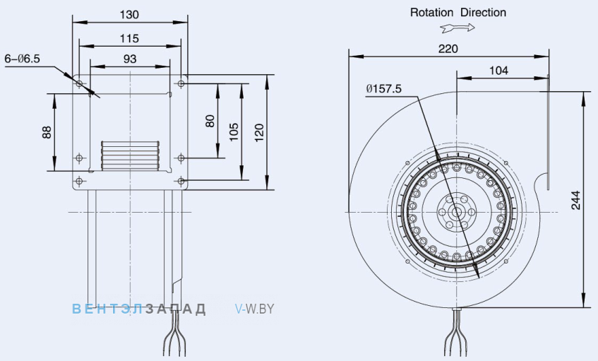 Габаритные размеры Weiguang LXFFG2E140-60-M92-35 110V