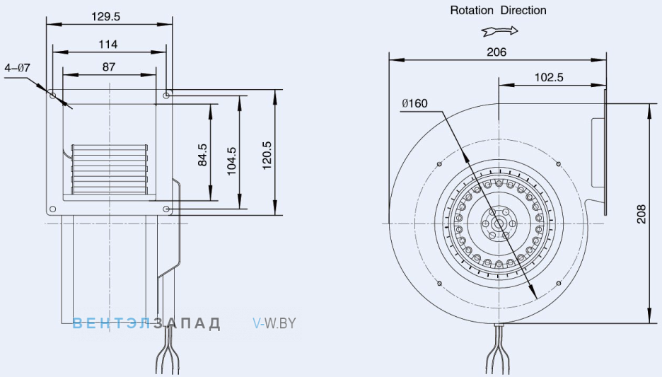Габаритные размеры Weiguang LXFFG2E150-70-M92-35