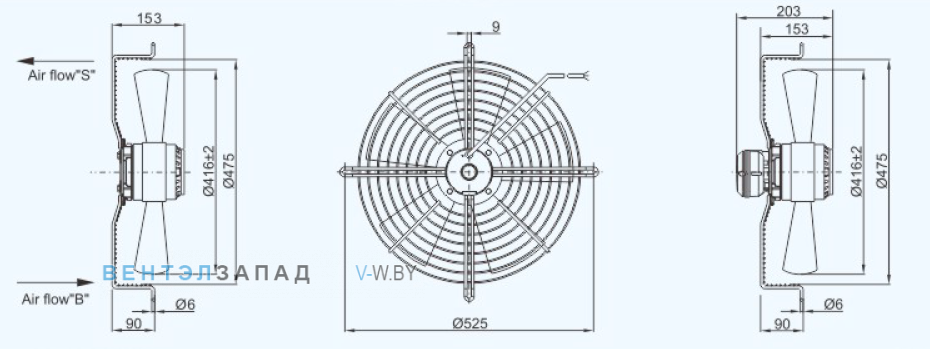 Габаритные размеры Sanmu YWF(K)4E420-Z02