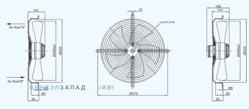 Габаритные размеры Sanmu YWF(K)6E500-Z