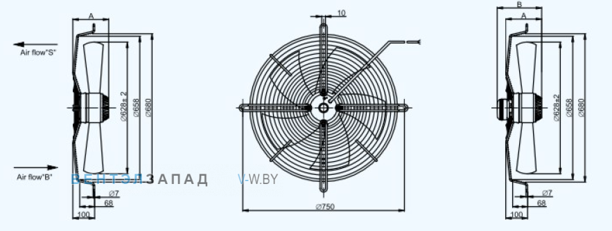 Габаритные размеры Sanmu YWF(K)8E630-Z