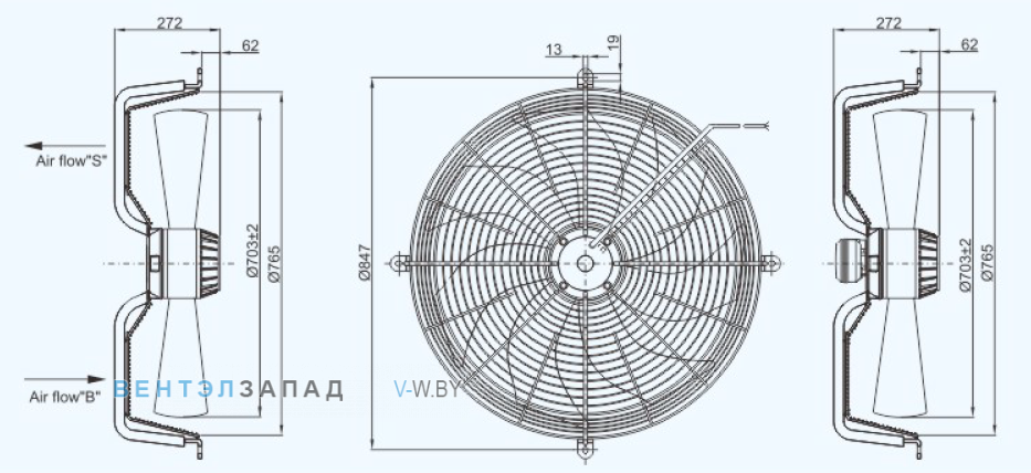 Габаритные размеры Sanmu YWF(K)6K710-Z