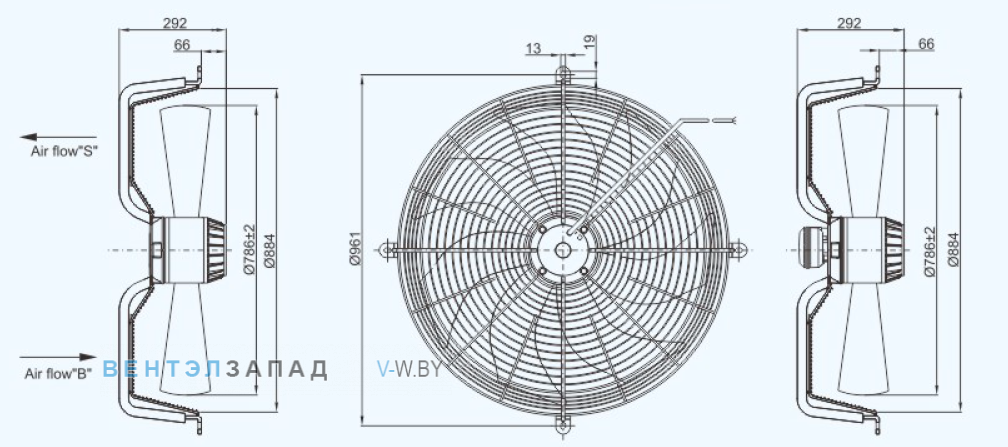 Габаритные размеры Sanmu YWF(K)6K800-ZX04