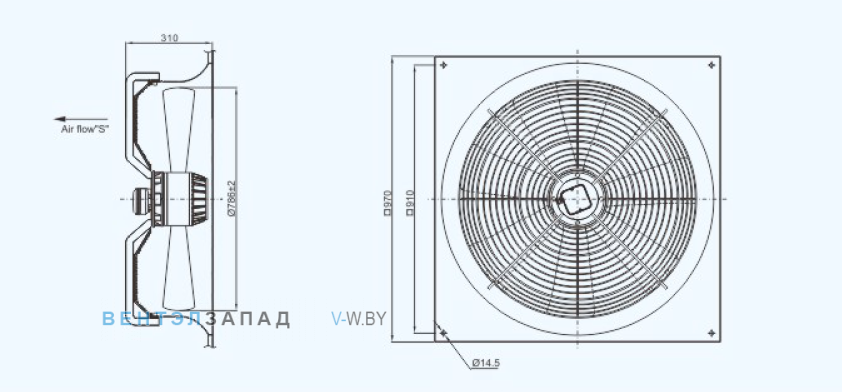 Габаритные размеры Sanmu YWF(K)6K800-ZF02