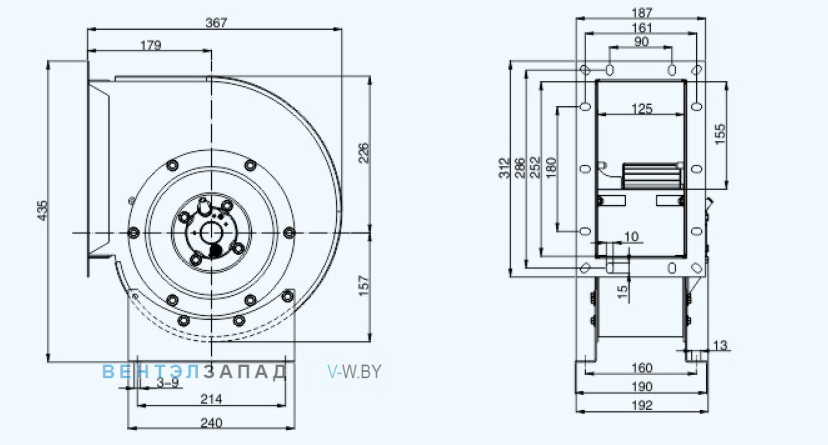 Габаритные размеры Sanmu YWF(K)6E200-GQ-R