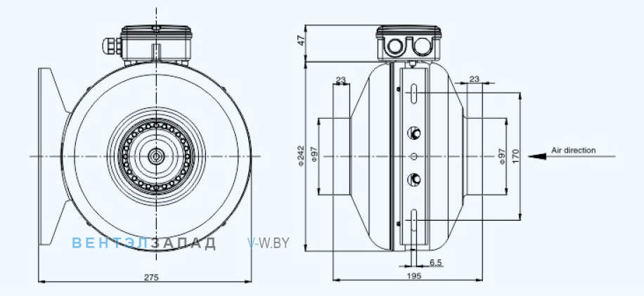 Габаритные размеры Sanmu YWF(K)2E192-100T