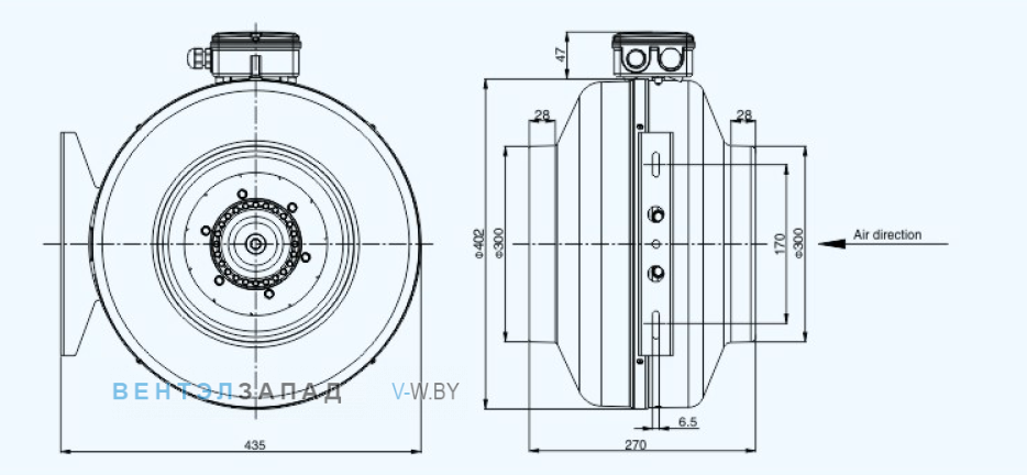 Габаритные размеры Sanmu YWF(K)2B280-300T