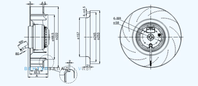Габаритные размеры Sanmu YWF(K)2E220-GH-B