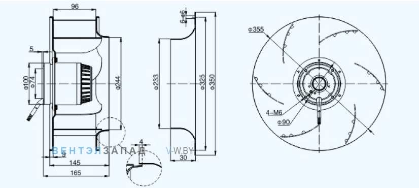 Габаритные размеры Sanmu YWF(K)4D355-GH