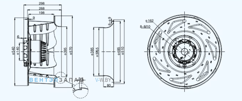 Габаритные размеры Sanmu YWF(K)4D560-GH52