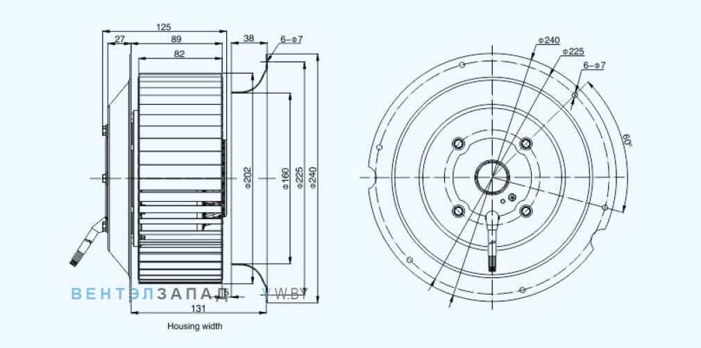 Габаритные размеры Sanmu YWF(K)4D200-GQ