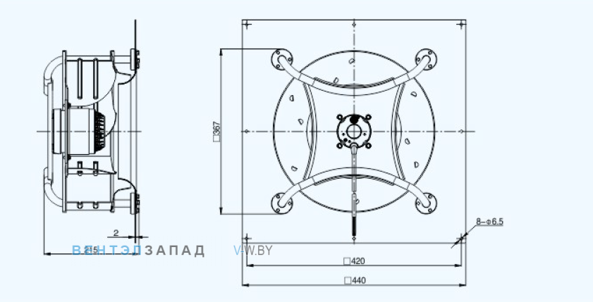 Габаритные размеры Sanmu YWF(K)4D355-GH2-LDW