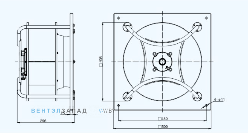 Габаритные размеры Sanmu YWF(K)4E400-GH-LDW