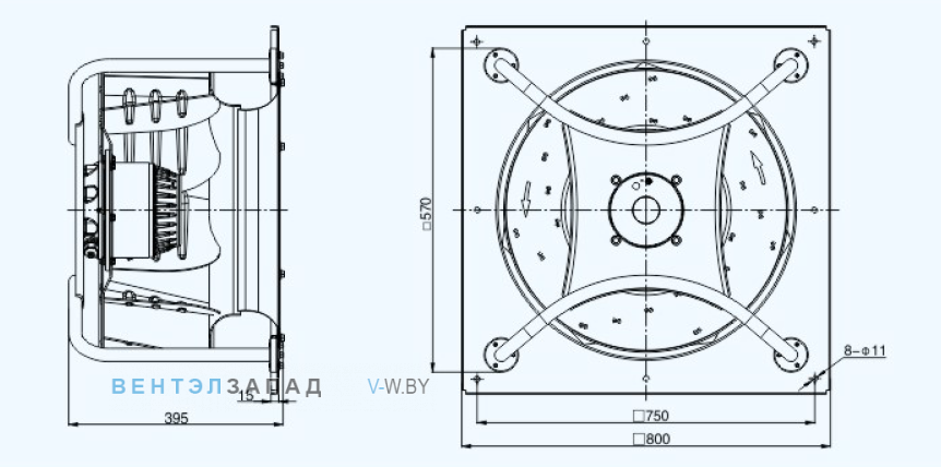 Габаритные размеры Sanmu YWF(K)4D560-GH52-LDW