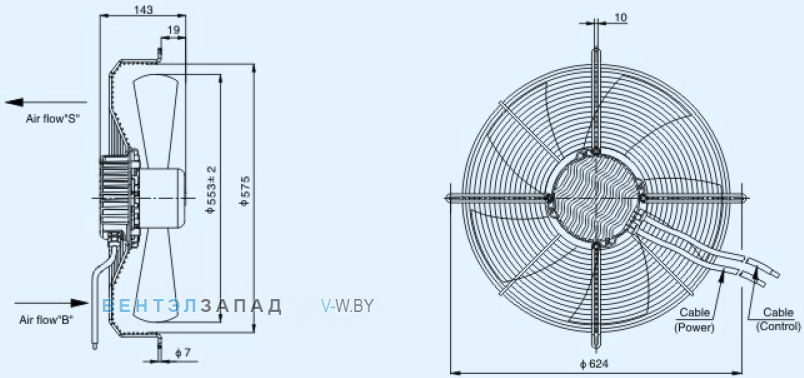 Габаритные размеры Sanmu ECF-K-8E550-PZB5BC0