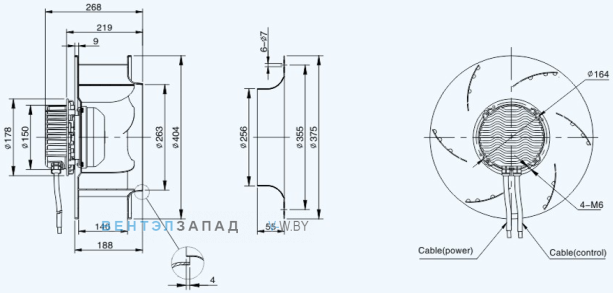 Габаритные размеры Sanmu ECF-K-8E400-PLHDAJ0