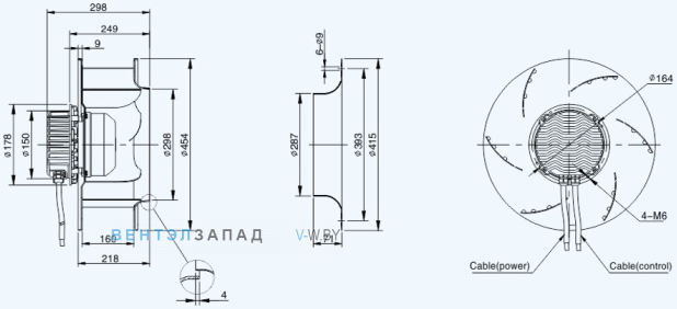 Габаритные размеры Sanmu ECF-K-8E450-PLHDAJ0