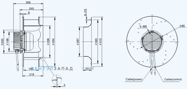 Габаритные размеры Sanmu ECF-K-8E450-PLHDAJ1