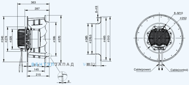 Габаритные размеры Sanmu ECF-K-8D560-PLHDAJ5