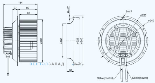 Габаритные размеры Sanmu ECF-K-6E200-PLQDAJ0