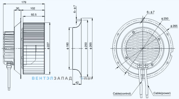 Габаритные размеры Sanmu ECF-K-8E225-PLQDAJ0