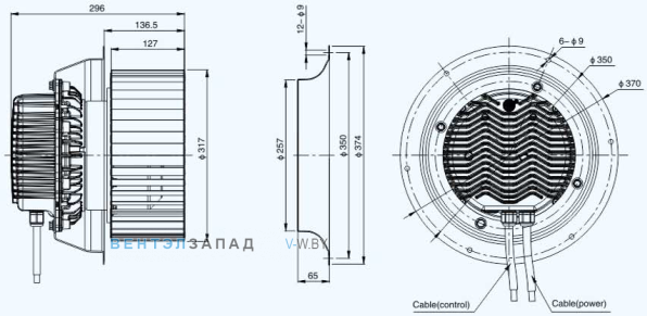 Габаритные размеры Sanmu ECF-K-8D315-PLQDAJ0