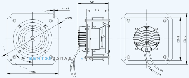 Габаритные размеры Sanmu ECF-K-6E220-PLHDAL1