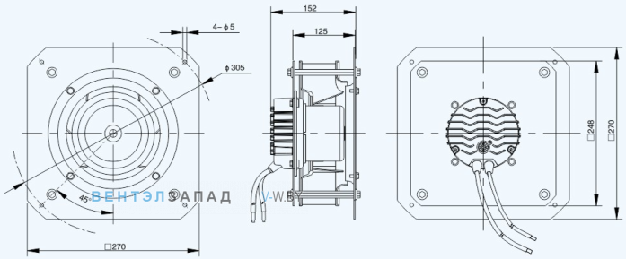 Габаритные размеры Sanmu ECF-K-4E225-PLHDAL3