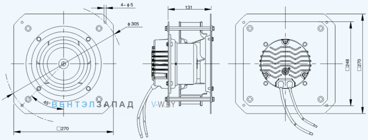 Габаритные размеры Sanmu ECF-K-6E225-PLHDAL1