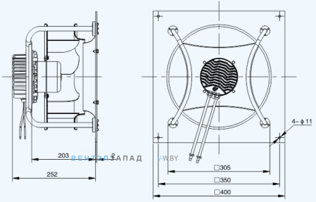 Габаритные размеры Sanmu ECF-K-6E250-PLHDAL2