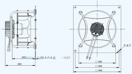 Габаритные размеры Sanmu ECF-K-6E250-PLHDAL4