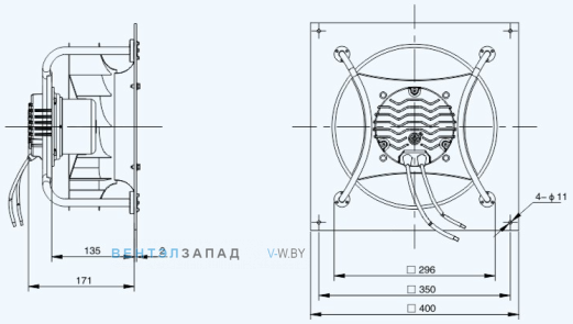 Габаритные размеры Sanmu ECF-K-6E280-PLHDAL0