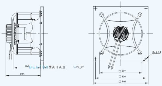 Габаритные размеры Sanmu ECF-K-6E355-PLHDAL2