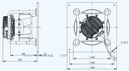 Габаритные размеры Sanmu ECF-K-8D355-PLHDAL7