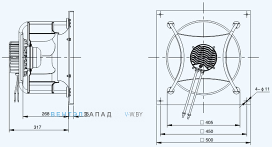 Габаритные размеры Sanmu ECF-K-8E400-PLHDAL0