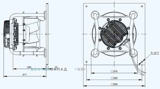 Габаритные размеры Sanmu ECF-K-8D400-PLHDAL3