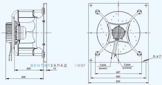 Габаритные размеры Sanmu ECF-K-8E450-PLHDAL1