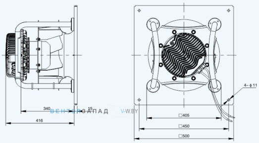 Габаритные размеры Sanmu ECF-K-8D450-PLHDAL4