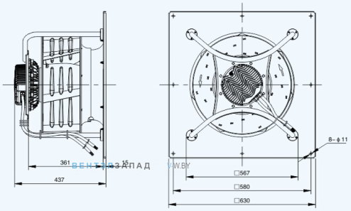 Габаритные размеры Sanmu ECF-K-8D500-PLHDAL4