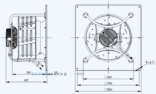 Габаритные размеры Sanmu ECF-K-8D560-PLHDAL5