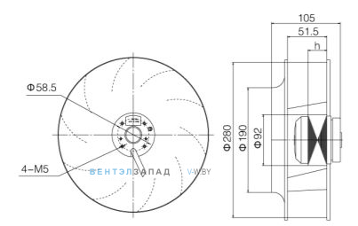 Габаритные размеры Weiguang YWF-L92-4D-35B-280