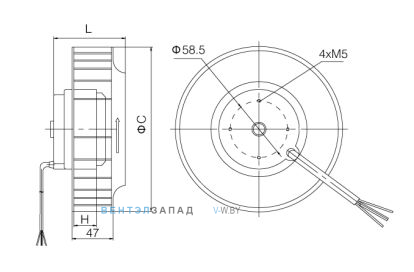 Габаритные размеры Weiguang YWF-L92-2E-35B-220