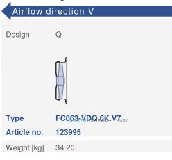Исполнение, направление потока, схемы Ziehl-abegg FC063-VDQ.6K.V7