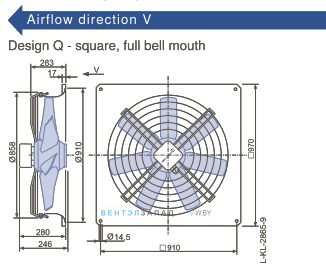Габаритные размеры, схемы, подбор Ziehl-abegg FC080-SDQ.6K.V7