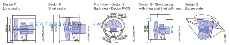 Размеры и варианты исполнения Ziehl-abegg DN10V-8DF.F7 Maxvent owlet