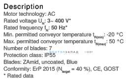 Рабочие параметры и характеристики Ziehl-abegg DN31V-2DF.A7