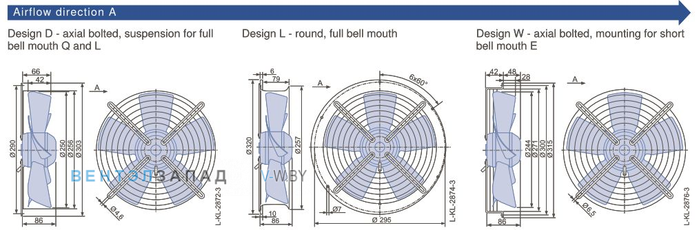 Габаритные размеры, подбор Ziehl-abegg FB025-2EW.WC.A5 Габаритные размеры, подбор Ziehl-abegg FB025-2EW.WC.A5