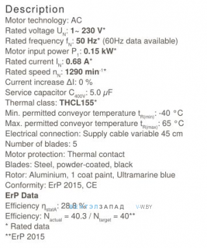 Производительность, мощность, аналоги, купить Ziehl-abegg FB035-4EH.WD.V5